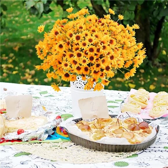 6 Bundles Sunflowers Artificial Flowers Daisy Mums Fake Flowers Outdoor - Picture 4 of 7